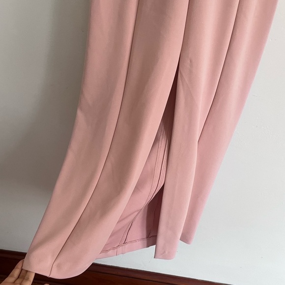 ZARA Off Shoulder TOPSTITCHED MIDI DRESS PALE PINK - Picture 8 of 13